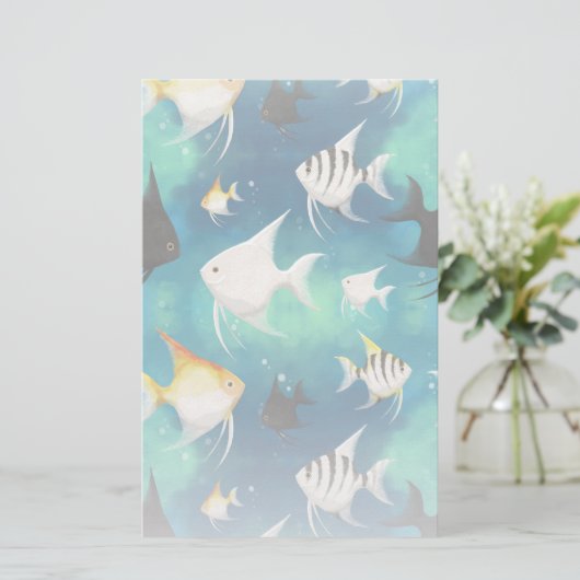 Angelfish Aquarium Pattern Briefpapier (Staand voorkant)