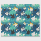Angelfish Aquarium Pattern Cadeaupapier (Vlak)