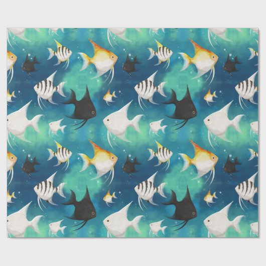 Angelfish Aquarium Pattern Cadeaupapier (Vlak)