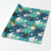 Angelfish Aquarium Pattern Cadeaupapier (Uitgerold)