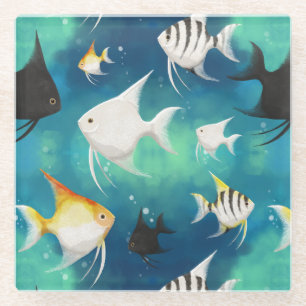 Angelfish Aquarium Pattern Glazen Onderzetter