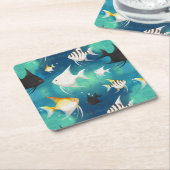 Angelfish Aquarium Pattern Kartonnen Onderzetters (Schuin)