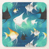 Angelfish Aquarium Pattern Kartonnen Onderzetters (Voorkant)