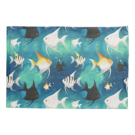 Angelfish Aquarium Pattern Kussensloop (Achterkant)