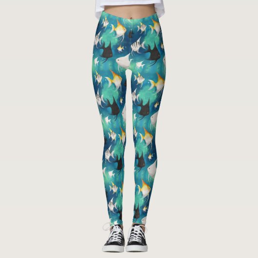 Angelfish Aquarium Pattern Leggings (Voorkant)
