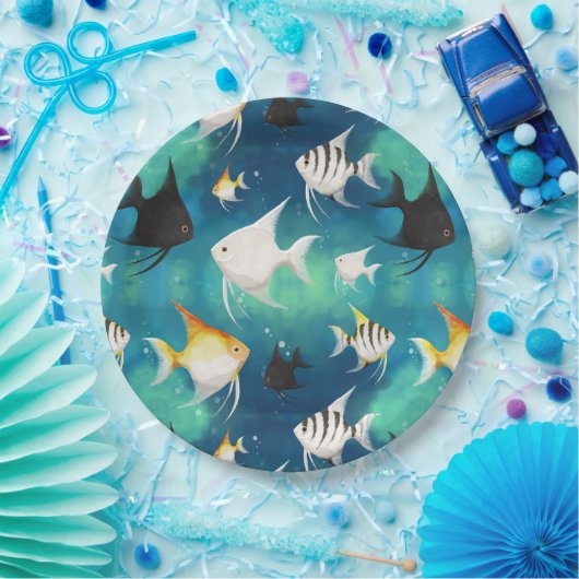 Angelfish Aquarium Pattern Papieren Bordje (Feest)
