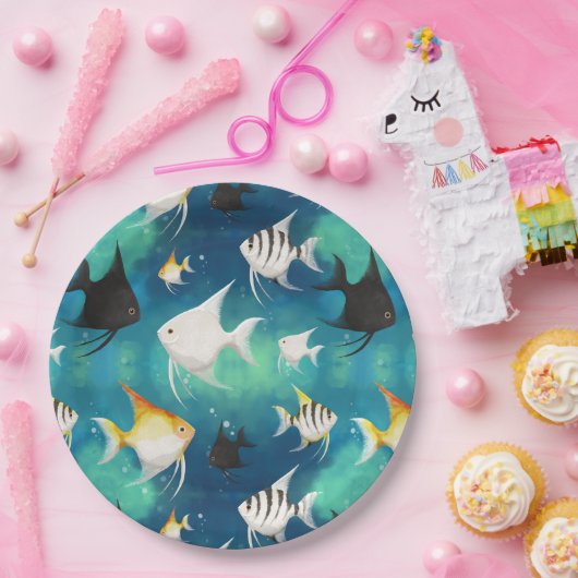 Angelfish Aquarium Pattern Papieren Bordje (Feest)