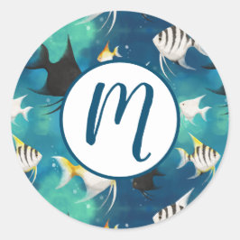 Angelfish Aquarium Pattern Ronde Sticker