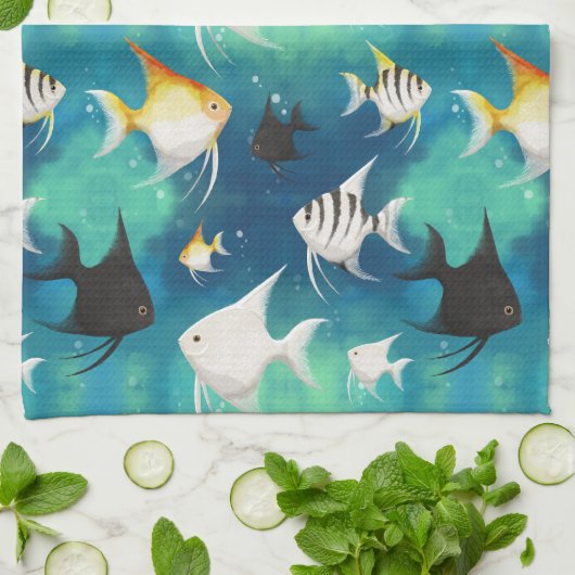 Angelfish Aquarium Pattern Theedoek (Gevouwen)