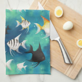 Angelfish Aquarium Pattern Theedoek (Quarter Fold)