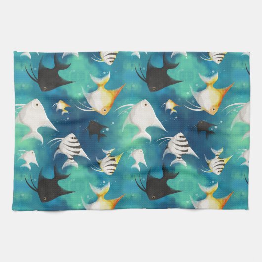 Angelfish Aquarium Pattern Theedoek (Horizontaal)