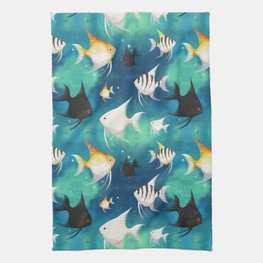 Angelfish Aquarium Pattern Theedoek (Verticaal)