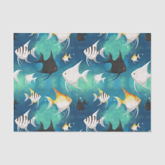 Angelfish Aquarium Pattern Tissuepapier (Voorkant)