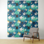 Angelfish Aquarium Pattern Wandkleed (In situ)