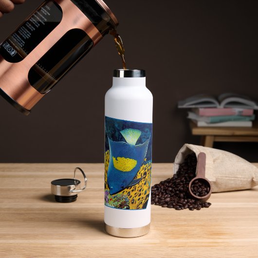 Angelfish bij koraalrif - Fotografisch ontwerp | Waterfles (Koffie)
