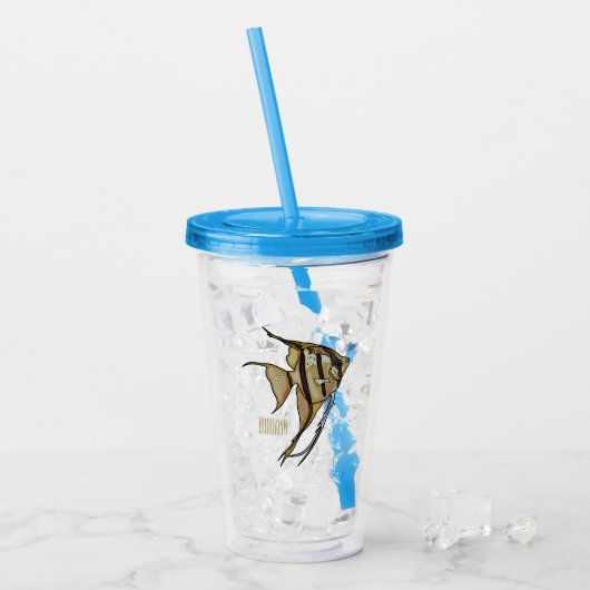 Angelfish cartoon illustratie acryl drinkbeker (Voorkant ijs)