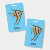 Angelfish cartoon illustratie badge (Voor- en achterkant)