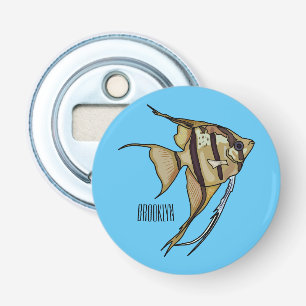 Angelfish cartoon illustratie button flesopener