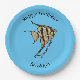 Angelfish cartoon illustratie papieren bordje