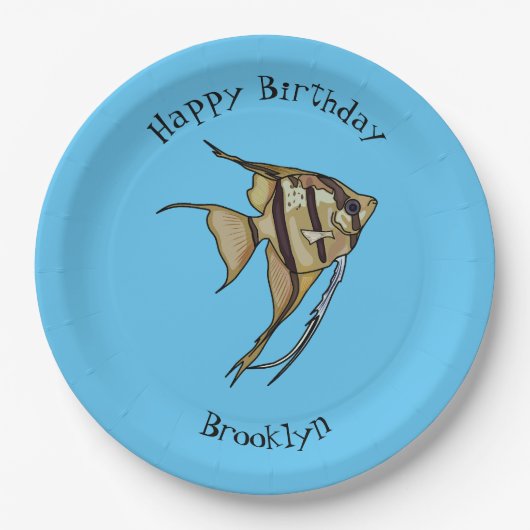 Angelfish cartoon illustratie papieren bordje (Voorkant)