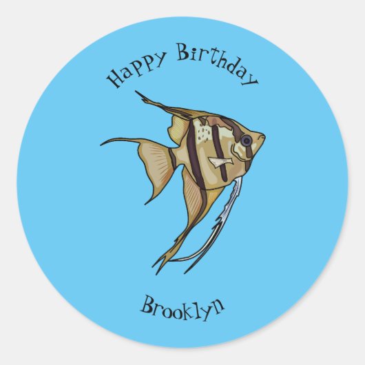Angelfish cartoon illustratie ronde sticker (Voorkant)