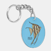 Angelfish cartoon illustratie sleutelhanger (Voorkant Links)