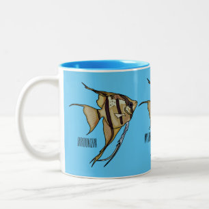 Angelfish cartoon illustratie tweekleurige koffiemok