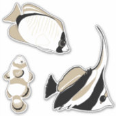 Angelfish Clown Fish Black White Sticker (Voorkant)