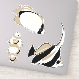Angelfish Clown Fish Black White Sticker