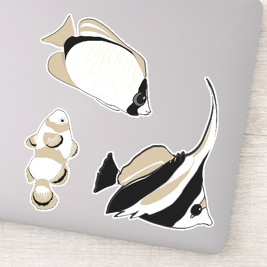 Angelfish Clown Fish Black White Sticker (Detail)