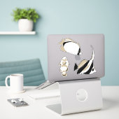 Angelfish Clown Fish Black White Sticker (Laptop op bureau)