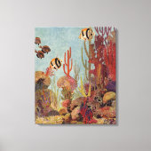 Angelfish in koraal,  tropische vissen in de oceaa canvas afdruk (Voorkant)