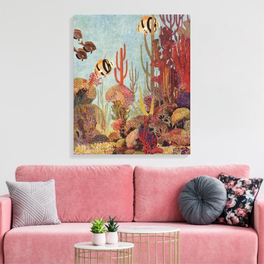 Angelfish in koraal,  tropische vissen in de oceaa canvas afdruk (Insitu (Woonkamer))