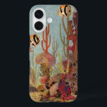Angelfish in koraal,  tropische vissen in de oceaa iPhone 16 hoesje<br><div class="desc">illustratie van het mariene leven tropische engelvissen die zwemmen in een koraalrif. Zet je duikuitrusting aan,  zwom met de vis en reis onder water naar de bodem van het diepe blauwe zee!</div>