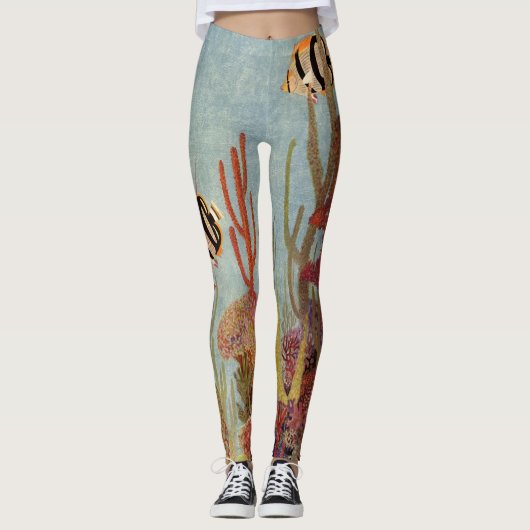 Angelfish in koraal,  tropische vissen in de oceaa leggings (Voorkant)