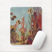 Angelfish in koraal, tropische vissen in de oceaa muismat (Met muis)