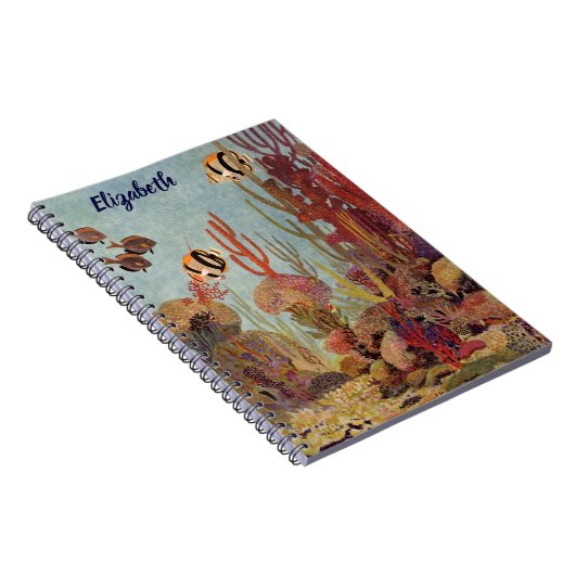 Angelfish in koraal,  tropische vissen in de oceaa notitieboek (Rechterzijde)