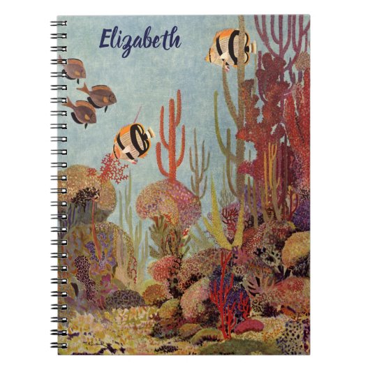 Angelfish in koraal,  tropische vissen in de oceaa notitieboek (Voorkant)