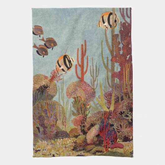 Angelfish in koraal, tropische vissen in de oceaa theedoek (Verticaal)