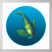Angelfish - Ontwerp op gradiënt blauwe achtergrond Poster (Voorkant)