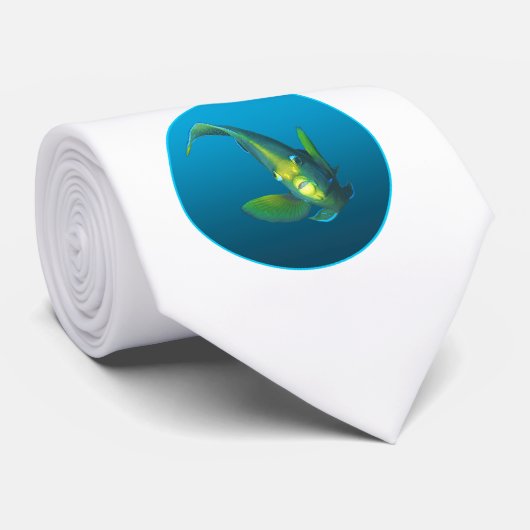 Angelfish - Ontwerp op gradiënt blauwe achtergrond Stropdas (Opgerold)