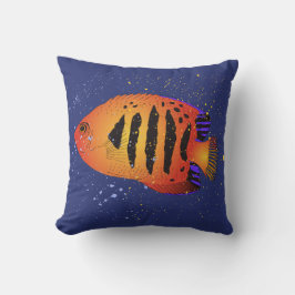 Angelfish Tropical Fish Art Scuba Diver Navy Blue Kussen