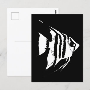 Angelfish. Zwart-Wit. monochroom Briefkaart