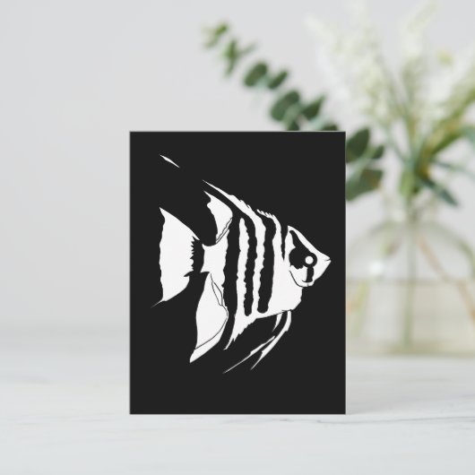 Angelfish. Zwart-Wit. monochroom Briefkaart (Staand voorkant)