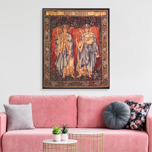 Angeli Laudantes door Sir Edward Coley Burne Jones Canvas Afdruk (Insitu (Woonkamer))
