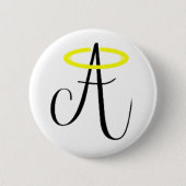 Angelic Abbie - Zwarte Logo Button (Voorkant)