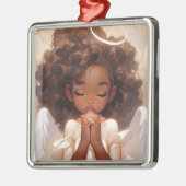 Angelic Black Angel Kerstgenot Metalen Ornament (Links)