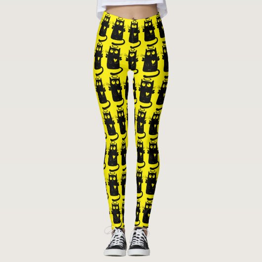 Angelic Black cat cartoon Leggings (Voorkant)