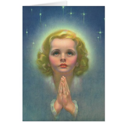 Angelic Blond Girl met Halo en Stars Praying (Voorkant)