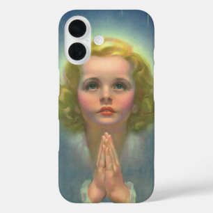Angelic Blond Girl met Halo en Stars Praying iPhone 16 Hoesje